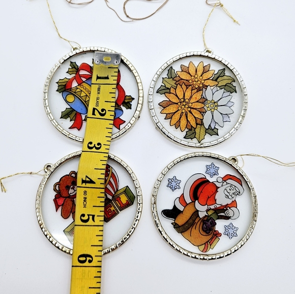 VINTAGE | Regal stained glass Christmas tree ornaments lot of 4 - Picture 7 of 7